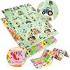 HUMBI Tappetino da gioco 120 x 180 cm con alfabeto tedesco per bambini, double face, pieghevole, grande, design fattoria, villaggio/lettere, ideale come regalo