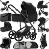 Reenborn Passeggino Trio, Passeggino 3 in 1 con Due Modi Reversibili Spingere, Trio con Design Pieghevole in Un Clic, Trio Passeggino Neonati con Telaio Alluminio Paesaggistico Alto (588 Black)