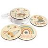 DEHOME - Placca Mese Neonato Personalizzata con Nome - Set Dischi Cumplemes in Legno 4 mm - Stampa Diretta - Regalo per Neonati (Party, Francese)