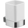 GEDY | Porta Spazzolino Spluga, Bicchiere Porta Spazzolino in Acciaio Inox, Alluminio, Cromall e Ceramica, Fissaggio con Viti Incluse, 7,2x10x10,6cm