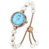 SKMEI Orologi da donna Elegante Set di bracciale in oro rosa con strass e perle naturali, orologio da polso da donna, Bianco-2