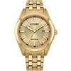 Citizen Orologio da uomo Eco-Drive Classic Peyton, datario a 3 lancette, vetro zaffiro, indicatori luminosi, Bracciale color oro e quadrante color oro, 5 Inches, classico