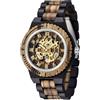 Tiong Orologi meccanici in legno da uomo scheletro automatico auto-avvolgimento leggero per gli uomini orologio da polso, Q1081-nero-marrone