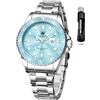 OLEVS Luxury Mens Cronografo Lunare Phase Two Tone Acciaio Inox Impermeabile Luminoso Business Calendar
