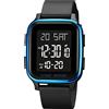 Forrader Orologio digitale sportivo da uomo impermeabile con sveglia, conto alla rovescia, doppia ora, cronometro, 12/24 ore, con retroilluminazione a LED, Blu, Cinghia
