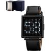 generic Orologio con lettere a LED, unisex, in acciaio inox, con display a LED, multifunzione, sportivo, quadrato, regalo per uomini e donne