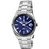Pierre Bonnet Orologio Uomo 6533 - Movimento Quarzo, Data, Acciaio Inox, Vetro Minerale con Lente, Water Resistant 5 ATM, Cassa 40mm, Chiusura Flip-Lock (Blue)