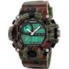 TONSHEN Sportivo Digitale Orologi da Uomini Outdoor LED Elettronico Militare 50M Impermeabile 12h/24h Tempo Dual Time Cronometro Controluce Quarzo Calendario Date Day Orologio da Polso da Uomo (Camo)