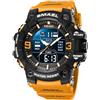 Gosasa Orologi da uomo Multi Funzione Militare S-Shock Sport Orologio LED Digital Impermeabile Allarme Orologi, 8049_Arancione, Digitale