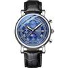 DAXIAOYU Orologio da polso da uomo, casual, analogico, al quarzo, cinturino in pelle, 22 mm, impermeabile, cronografo con fasi lunari