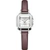 findtime Orologio da donna quadrato vintage designer orologi per le donne classico elegante orologio da polso per piccoli polsi cinturino in pelle nera, Marrone Argento, Moda