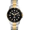 Fossil Orologio subacqueo blu da uomo, movimento al quarzo con data a tre lancette e cinturino in acciaio inossidabile o in pelle, 42 mm, Tono argento e nero