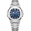 DAXIAOYU Orologio da polso da uomo al quarzo quadrato con data automatica Orologio da polso luminoso impermeabile in acciaio inossidabile, Blu, Bracciale