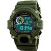 TONSHEN Uomo Sport Militare Tattica Orologio 50M Impermeabile Multifunzionale Elettronica LED Digitale Semplice Plastica Gomma Orologi da Polso (Verde)