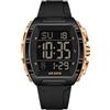 Forrader Quadrati Uomini Digitali Orologio Sportivo Impermeabile Per Gli Uomini di Modo di Grande Numero di Allarme LED Degli Uomini Con Cinturino In Silicone, Nero, oro rosa