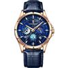 FORSINING Orologio da uomo alla moda, design cielo stellato, quadrante luminoso, analogico, al quarzo, orologio da polso da uomo, impermeabile, per affari, Oro rosa, Cinturino
