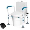 COSTWAY Supporto di Sicurezza Telaio Autonomo per WC, Supporto per WC Regolabile in Altezza e Larghezza con Cinghia di Fissaggio, Con Ventose Antiscivolo (Blu)