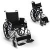 Mobiclinic®, Sedia a Rotelle, Mod. giralda premium, Marchio europeo, Carrozzina per Anziani, Pieghevole, Poggiapiedi Rimovibili, Braccioli Ribaltabili, Seduta 46 cm, Colore Nero