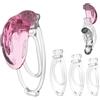 Tambaa 3 taglie di clip per pene maschile con 1 coperchio in silicone morbido simulato, dispositivo per pene per uomini travestiti -ITHA30 (Rosa-Trasparente)