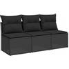 vidaXL Divano da Giardino con Cuscini 3 posti Nero in polyrattan