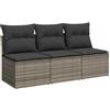vidaXL Divano da Giardino con Cuscini 3 Posti Grigio in Polyrattan
