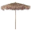 vidaXL Ombrellone da Giardino Sistema a Puleggia Singola Tenda Protezione Sole UV Ombra Parasole Colore Naturale in bambù con Foglie di Banano 210 cm