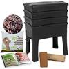 WormBox Vermicompostaggio Worm Café, 3 vassoi I 500g di Vermi Lombrichi / 1000 pz. I Kit Completo I Grande capacità 96 Litri