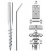 Maxerio Set di 6 fondamenta a Vite Tilt da 60 cm, con Supporto per Pali da 12 cm (Angolo a U - zincato a Caldo); Ø 60 x 2; M12