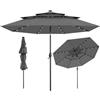 COSTWAY Ombrellone da Patio 297 cm con 32 Luci LED, Tetto Ventilato a 3 Piani, Inclinazioni Regolabili, Manovella, 8 Stecche, Ombrellone da Giardino, Piscina, Spiaggia (Grigio)