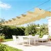 LRHRHR Tenda Parasole Retrattile,Protezione Raggi UV vela ombreggiante a onda retrattile,Giardino Balcone Terrazza tenda da sole pergola regolabile,con funi-Beige||70x300cm