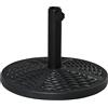 Outsunny Base per Ombrellone Rotonda Effetto Rattan Φ45cm, Basamento con Peso da 9.5kg per Giardino e Terrazzo, Nero