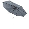 RELAX4LIFE Ombrellone da Giardino 3m/2,7m/2,3m con Luci LED, da Esterno per Protezione Solare, Parasole per Terrazza, Balcone, Spiaggia (Navy-3M)