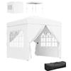Outsunny Gazebo pieghevole pop-up 2,5x2,5 m Gazebo pieghevole con 4 pareti laterali Anti-UV Altezza regolabile e borsa di trasporto per feste in campeggio Bianco