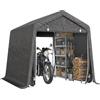 Outsunny Tendone Garage all'Aperto 2.8x2.4m per Moto e Biciclette, Casetta da Giardino per Attrezzi in Metallo e Tessuto PE, Grigio