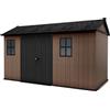 Keter Casetta da Giardino Newton 7513/1375, Effetto Legno Naturale, Porte e Finestre Orientabili, Marrone, 7,8 m², 230x413x246H cm