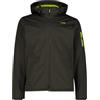 CMP Giacca da uomo in Light Softshell con cappuccio staccabile, 39A5027 (IT, Numero, 50, Regular, Regular, Pine/Mela)