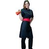 tessile astorino Ricamo 0 - Completo Cuoco da Cucina - Nero e Rosso - Divisa Chef Donna Manica Corta - Pantalone, Giacca e Grembiule - Made in Italy (S)