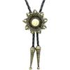 MALSSE Cravatta da uomo a forma di sole occidentale con ciondolo in pietra cowboy per camicia collare cravatta in pelle corda gioielli collana bolo cravatta, Giallo, Taglia unica