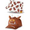 Gruffalo The Friends Set da 2 Cappelli e Berretti da Pescatore Marroni per Ragazzi | Design del Personaggio Reversibile con Orecchie e Corna 3D