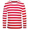 Ehoomely Camicia da Uomo a Righe Rosse e Bianche Waldo Costume da rapinatore di Halloween Pugsley Addams Nero Bianco a Righe t-Shirt Top, Lungo (Rosso+Bianco), XX-Large