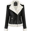 DLLDLGG Giacca in Finta Pelle da Donna, Cappotto da Aviatore Bomber Corto, Giacca Corta Invernale in Pelliccia di Agnello Finta da Donna