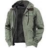 Laquieio Giacca Moto Uomo 4 StagioniFodera In Peluche Lavoro Baseball Stile Bomber InvernaleFelpa Outwear Caldo Parka Piume Pile Uomo Antivento, Verde menta, 6XL