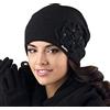 Kamea Cappello Femminile in Lana Uniforme con Fiori Andora, Nero,Uni