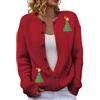 Generic Cardigan natalizio da donna con albero di Natale divertente, apertura frontale, bottoni, lavorato a maglia, elegante a maniche lunghe, maglione natalizio in maglia festivo per la vigilia di Capodanno