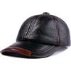 KAKAK Cappello in pelle vintage Berretto da baseball in pelle da uomo cappello nero da uomo regolabile autunno inverno cappelli con visiera in vera pelle Autunno e inverno(Black)
