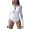 Cocoarm Body da Donna Eleganti Corpi Avvolgenti Risvolto Manica Lunga Wrap Body Camicetta Body Plain Top Generale Camicia a Maniche Lunghe Camicie Slim Top Camicia Basic T-shirt Tuta da Donna Body(Weiß-S)