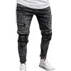 MILAX Jeans skinny da uomo Destroyed Ripped strappati, slim fit, stretch stretch con cerniera alla caviglia strappata per jeans da uomo, T#grigio, S