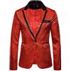 Foweknow Giacca con brillantini, da uomo, per matrimoni, feste, paillettes, slim fit, un bottone, per smoking, da uomo, per feste, per il tempo libero, per lo sport all'aria aperta, Colore: rosso, XL