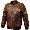 Generisch Giacca Bomber Uomo con Ricamo, Giacca in Pelle Colore Puro, Blousonjacke Comfort Fit, Pilotenjacke Vintage, Leather Jacket Classica, Fliegerjacken Casual, Giacche Outdoor, verde militare, L