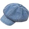 Leeadwaey Cappello da Newsboy in cotone denim morbido 8 pannelli Baker Boy Beret Flat Caps Vintage Blu, Blu, 58-60 cm, medium